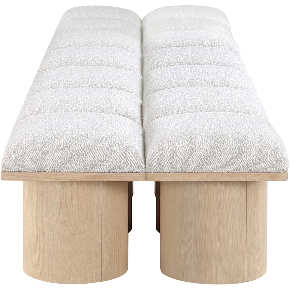 Pavilion Cream Boucle Fabric Bench. Picture 3