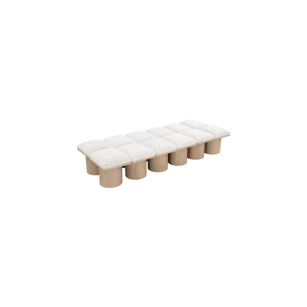 Pavilion Cream Boucle Fabric Bench. Picture 4