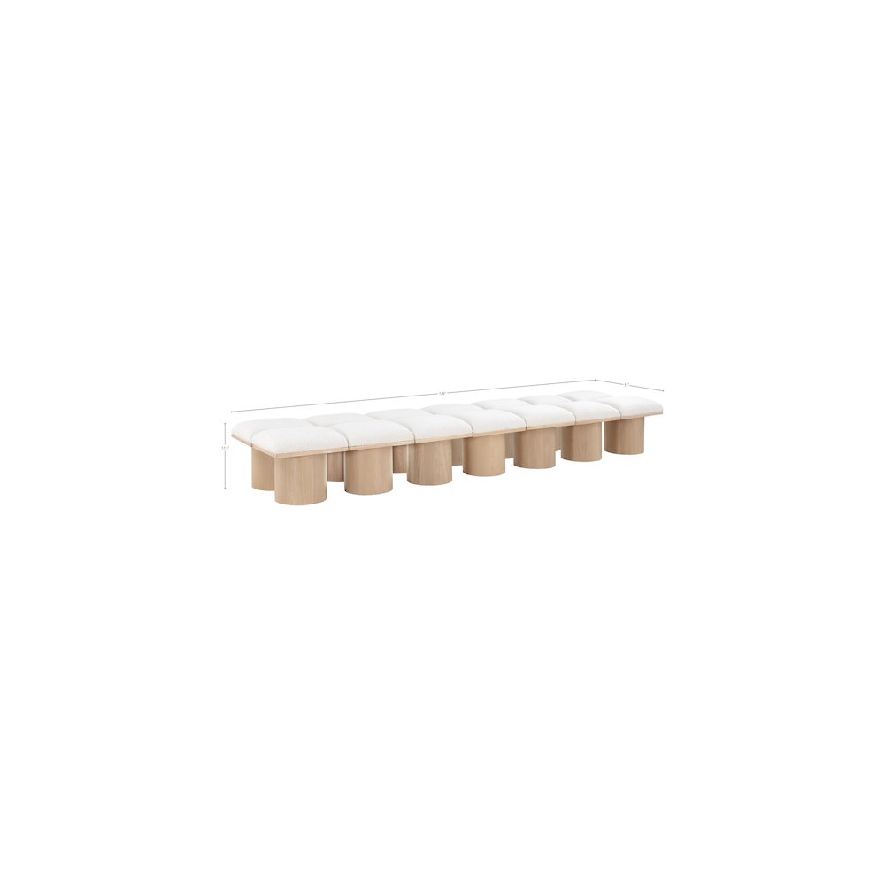 Pavilion Cream Boucle Fabric Bench. Picture 5