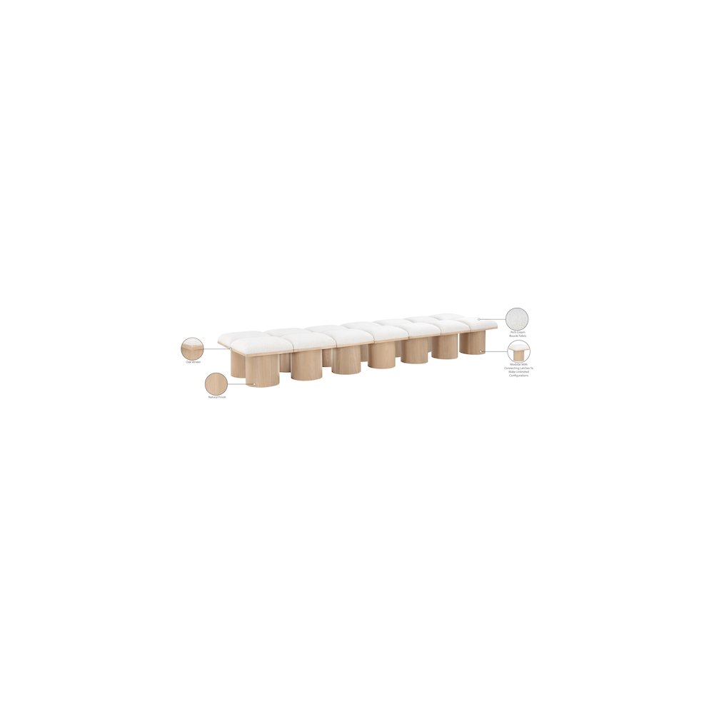 Pavilion Cream Boucle Fabric Bench. Picture 6