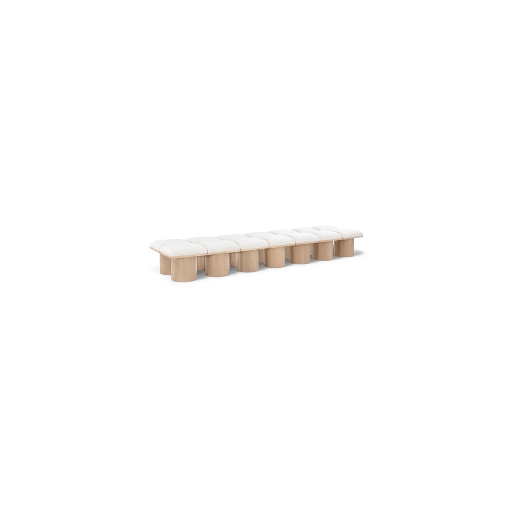 Pavilion Cream Boucle Fabric Bench. Picture 1