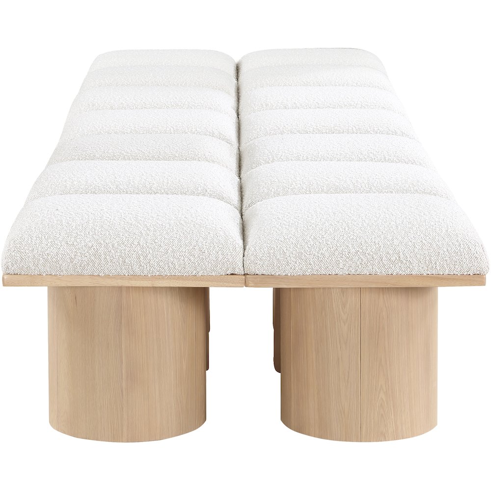 Pavilion Cream Boucle Fabric Bench. Picture 3