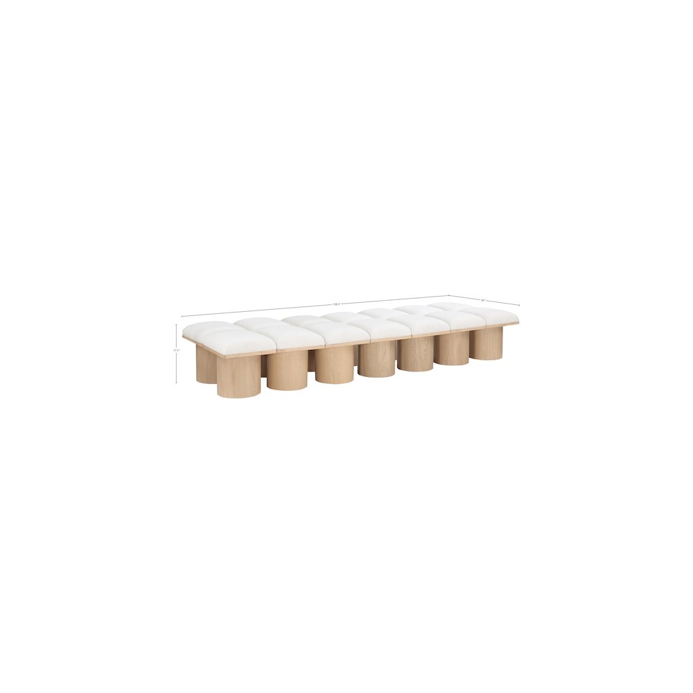 Pavilion Cream Boucle Fabric Bench. Picture 6