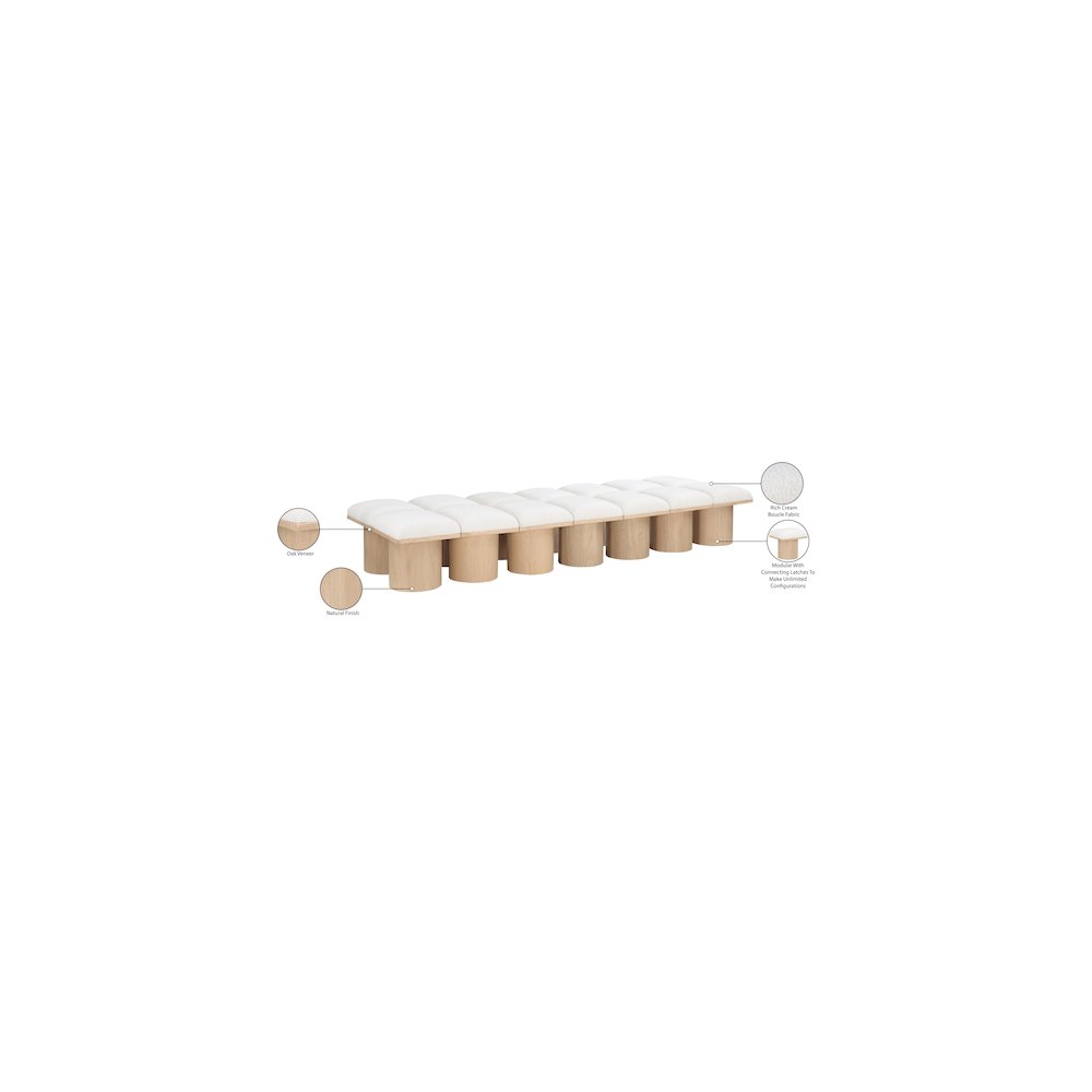 Pavilion Cream Boucle Fabric Bench. Picture 7