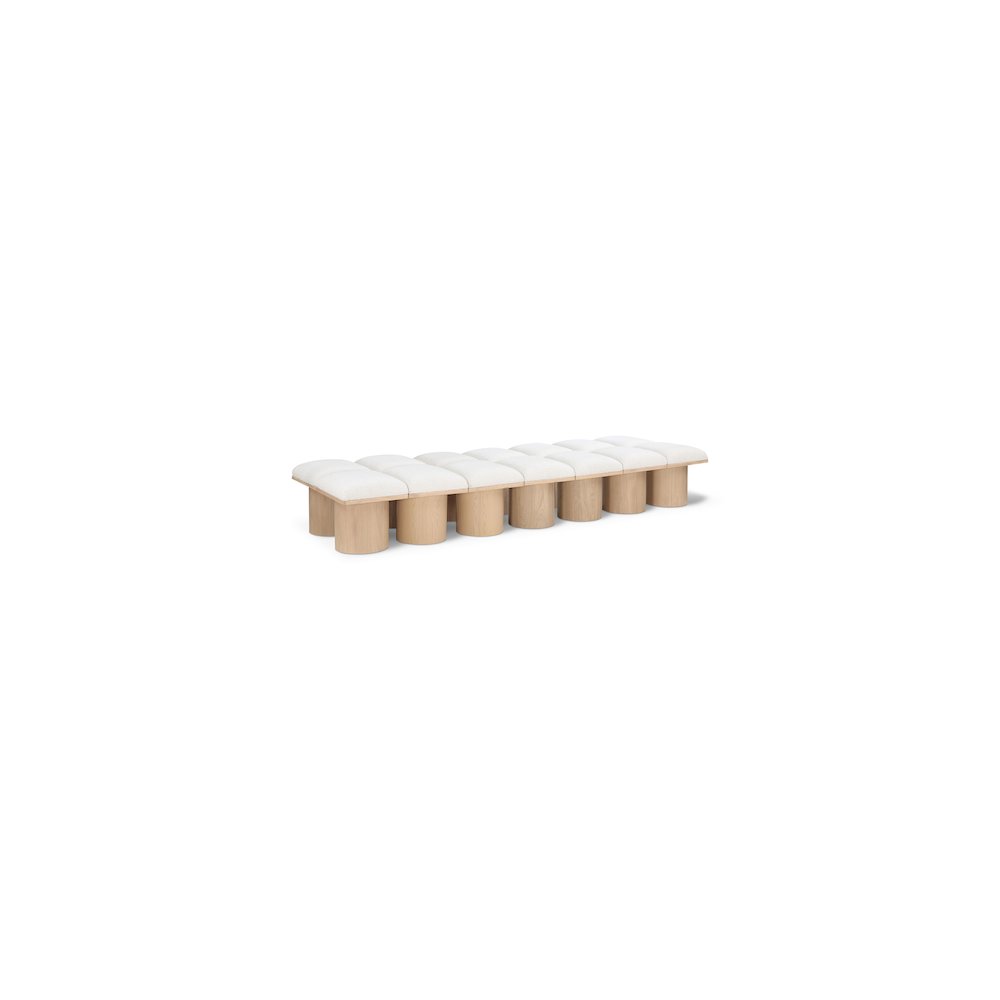 Pavilion Cream Boucle Fabric Bench. Picture 1