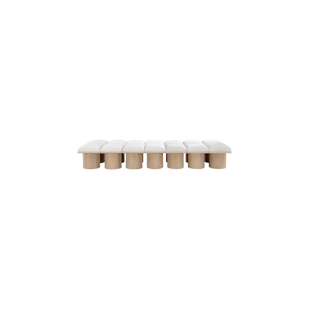 Pavilion Cream Boucle Fabric Bench. Picture 2