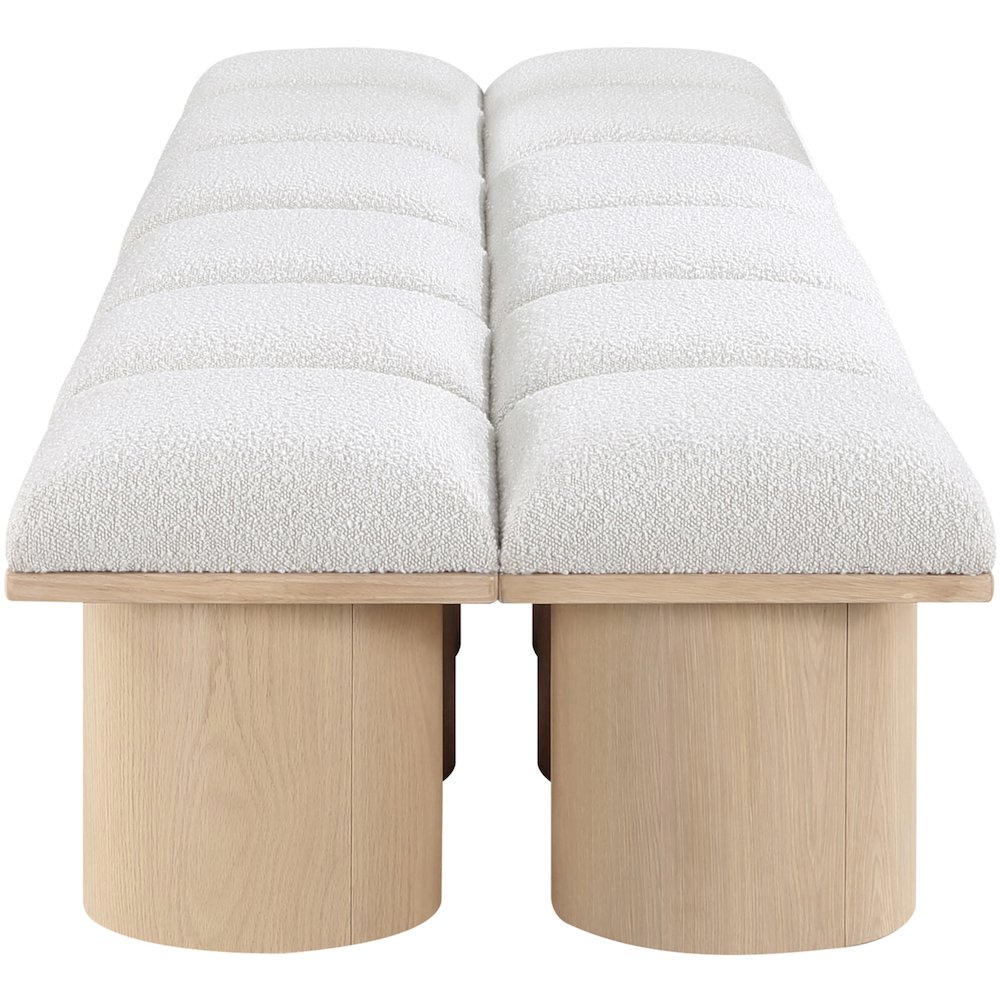 Pavilion Cream Boucle Fabric Bench. Picture 3