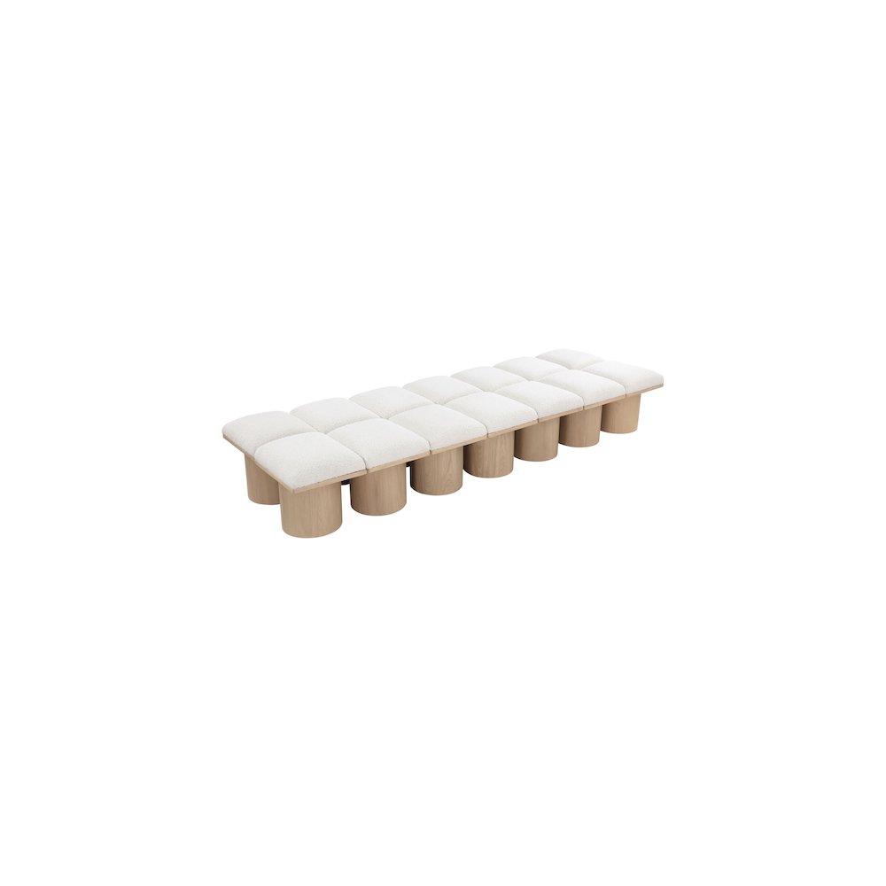 Pavilion Cream Boucle Fabric Bench. Picture 4