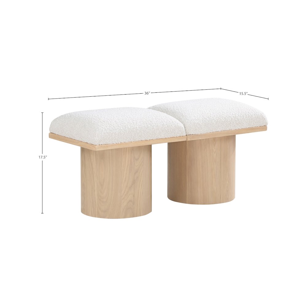 Pavilion Cream Boucle Fabric Bench. Picture 6