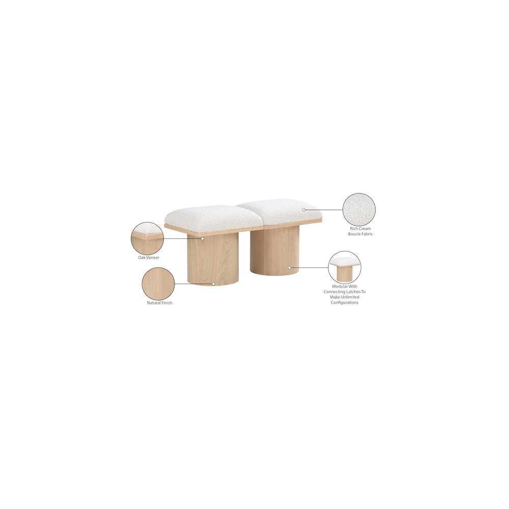 Pavilion Cream Boucle Fabric Bench. Picture 7