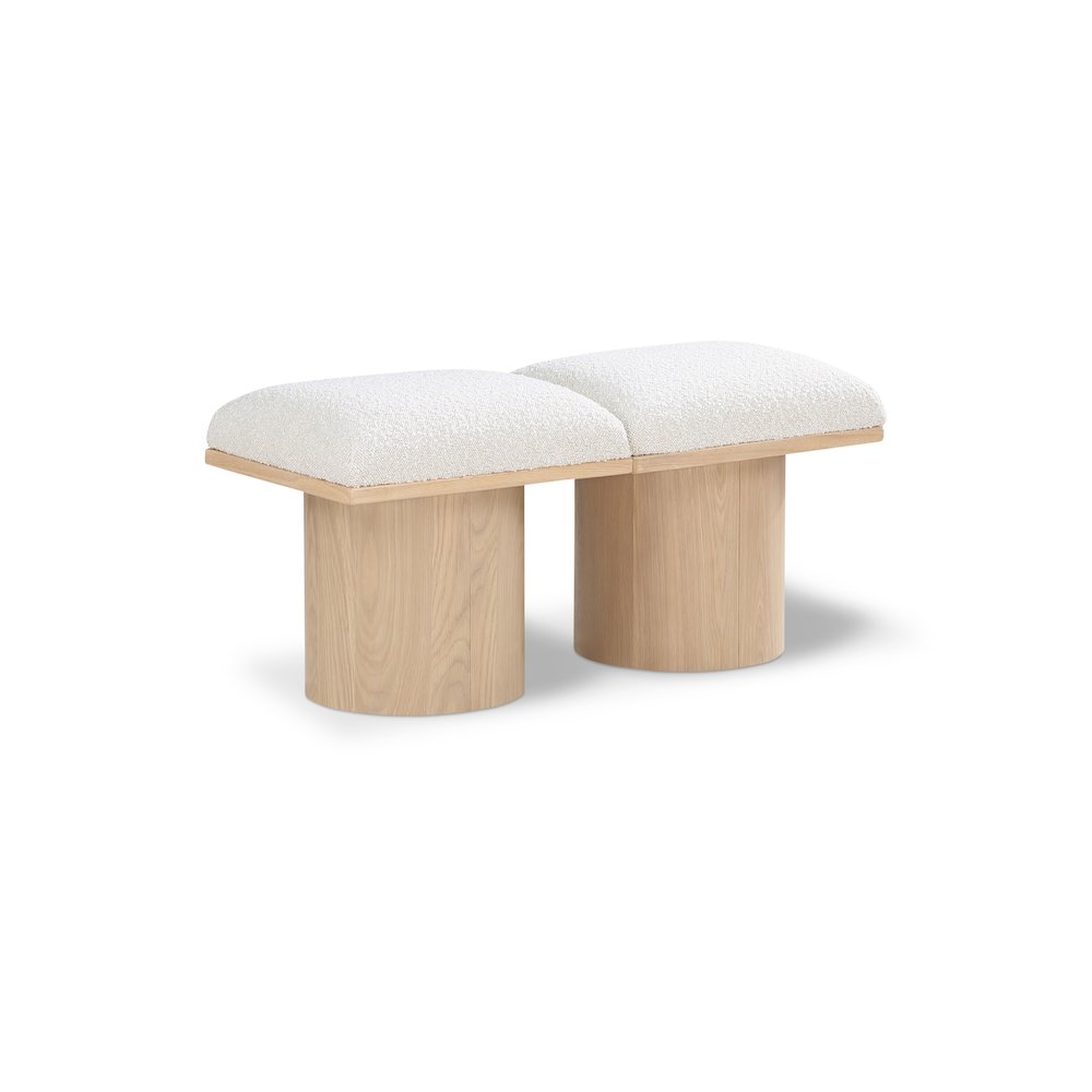 Pavilion Cream Boucle Fabric Bench. Picture 1