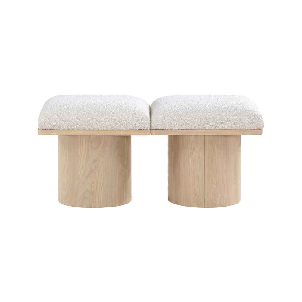 Pavilion Cream Boucle Fabric Bench. Picture 2