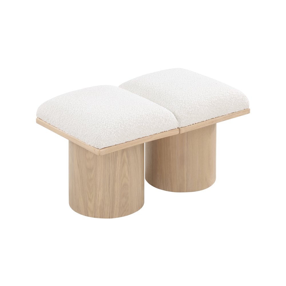 Pavilion Cream Boucle Fabric Bench. Picture 4