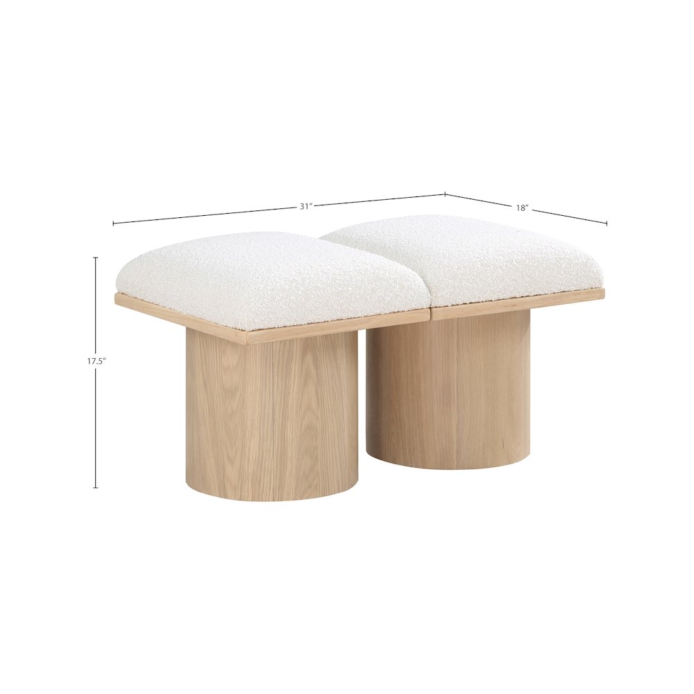 Pavilion Cream Boucle Fabric Bench. Picture 5
