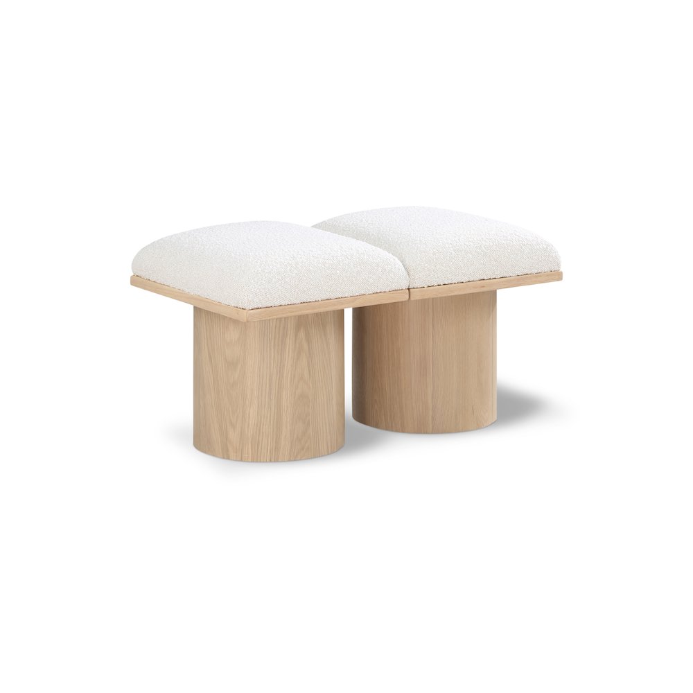 Pavilion Cream Boucle Fabric Bench. Picture 1