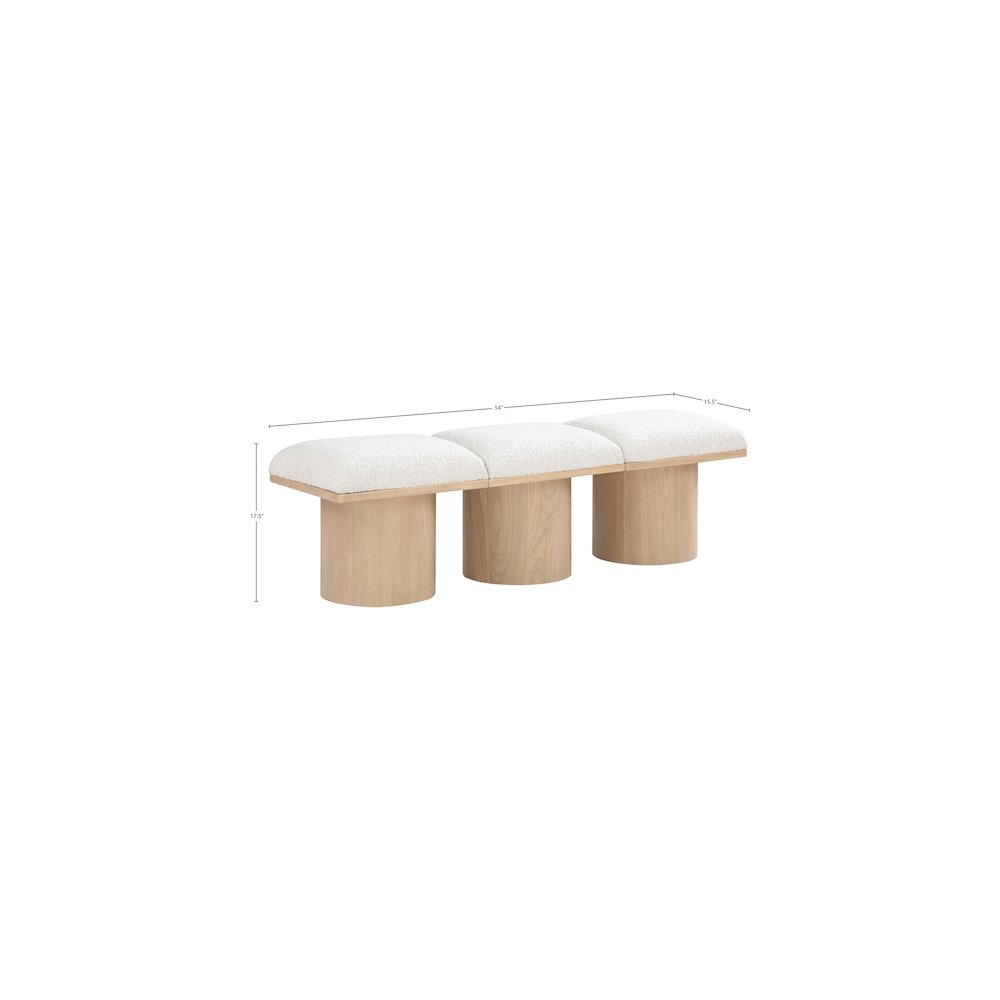 Pavilion Cream Boucle Fabric Bench. Picture 6