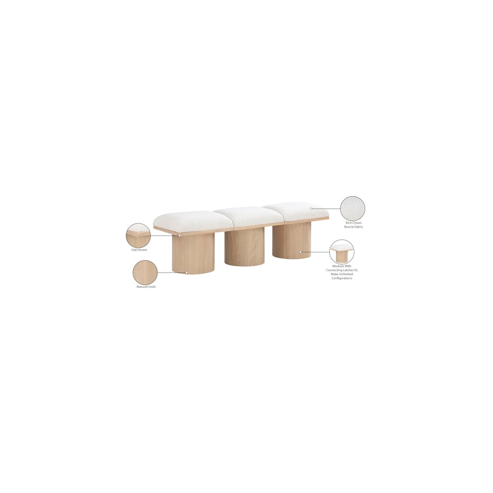 Pavilion Cream Boucle Fabric Bench. Picture 7