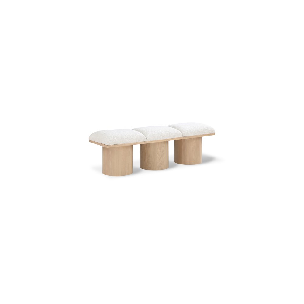 Pavilion Cream Boucle Fabric Bench. Picture 1