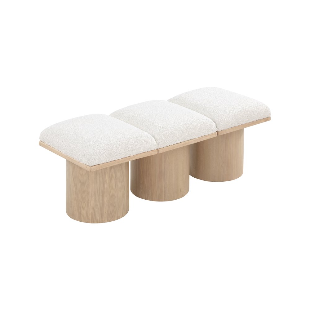 Pavilion Cream Boucle Fabric Bench. Picture 4