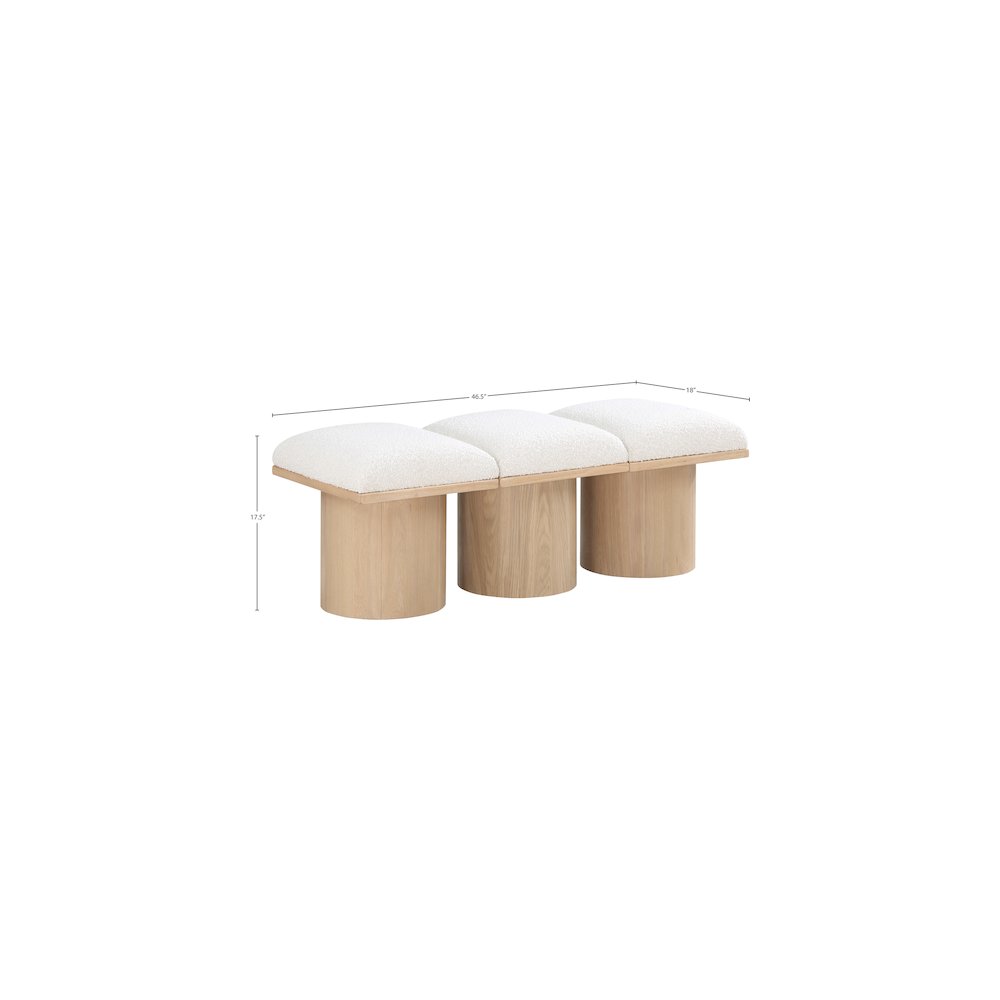 Pavilion Cream Boucle Fabric Bench. Picture 5