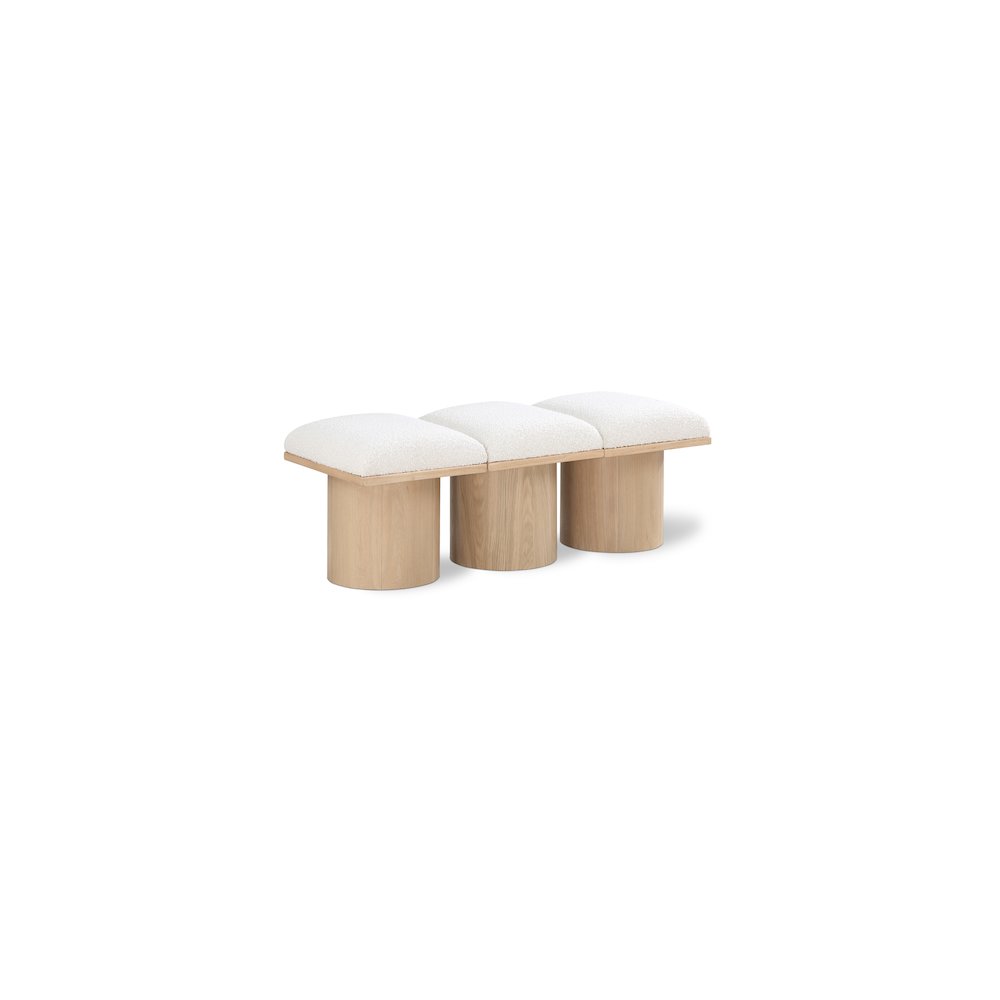Pavilion Cream Boucle Fabric Bench. Picture 1