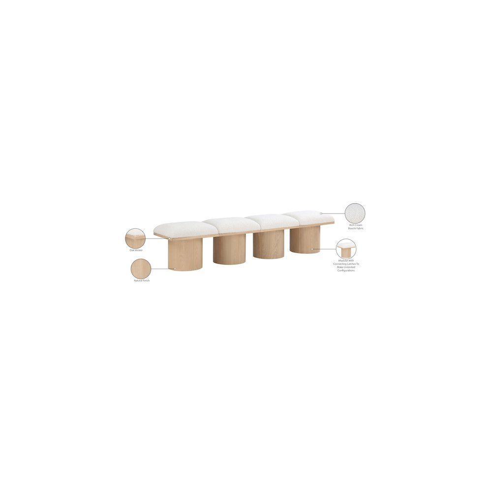 Pavilion Cream Boucle Fabric Bench. Picture 7