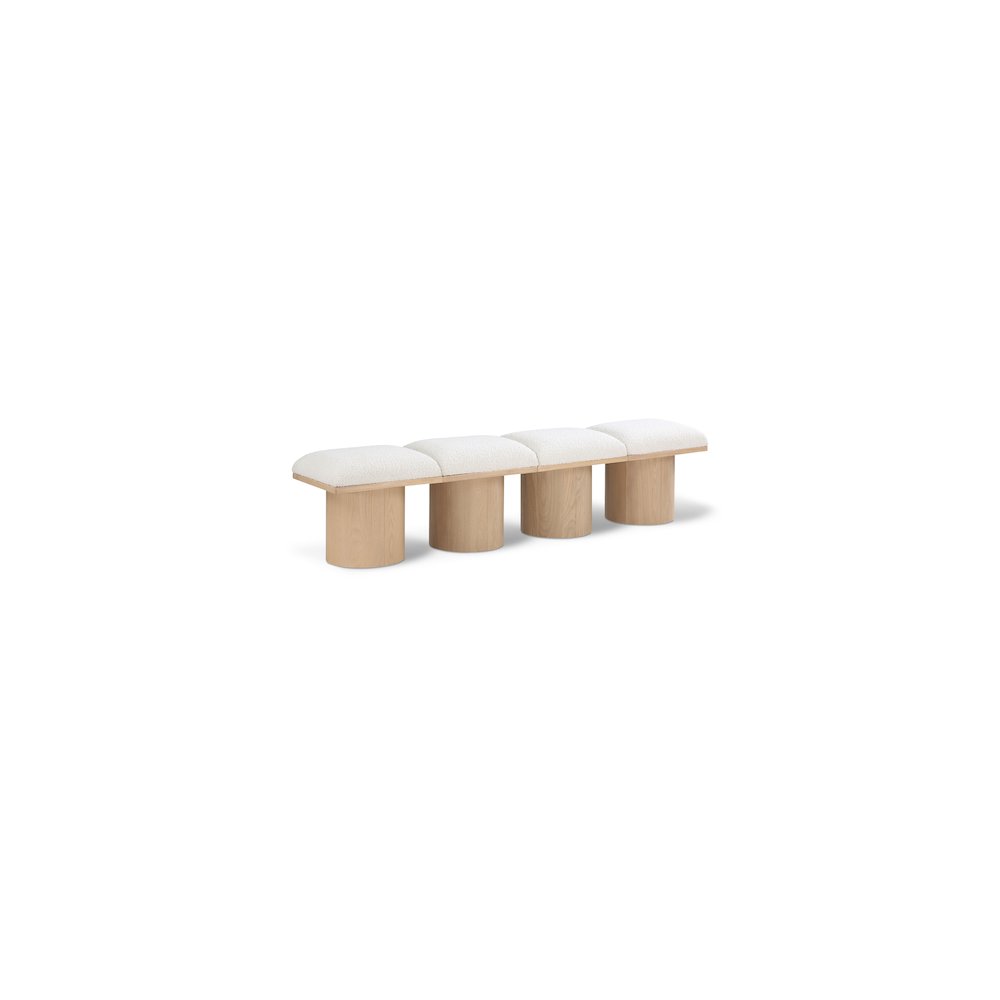 Pavilion Cream Boucle Fabric Bench. Picture 1