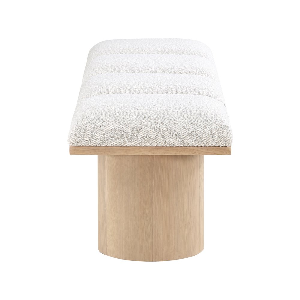 Pavilion Cream Boucle Fabric Bench. Picture 3