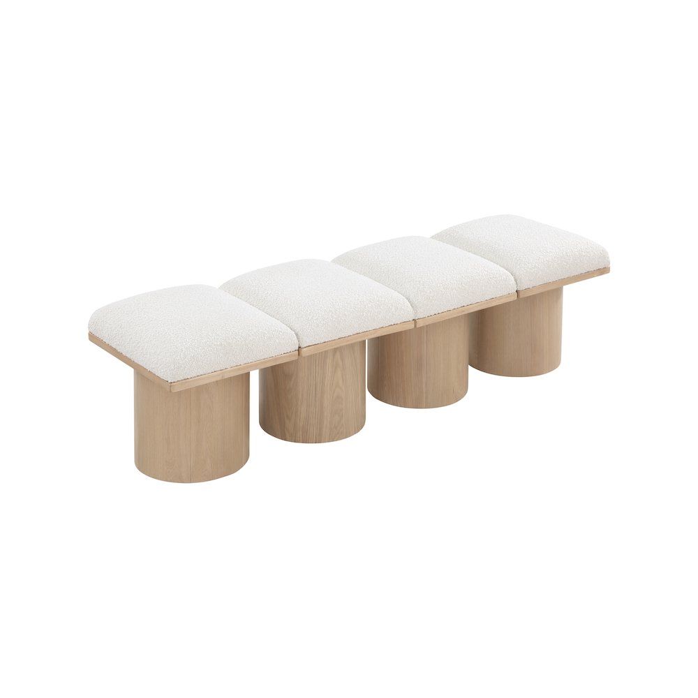 Pavilion Cream Boucle Fabric Bench. Picture 4
