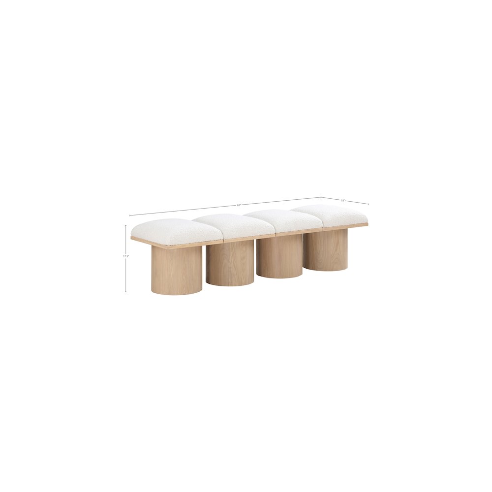 Pavilion Cream Boucle Fabric Bench. Picture 5