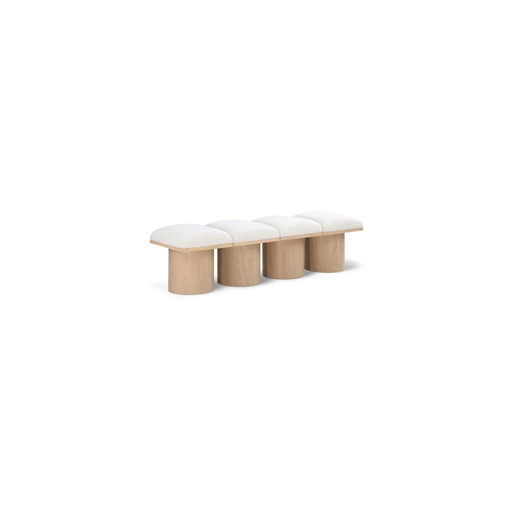 Pavilion Cream Boucle Fabric Bench. Picture 1