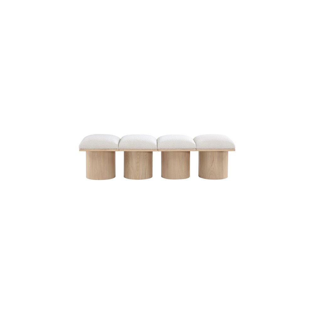 Pavilion Cream Boucle Fabric Bench. Picture 2