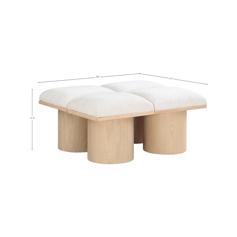 Pavilion Cream Boucle Fabric Bench. Picture 5