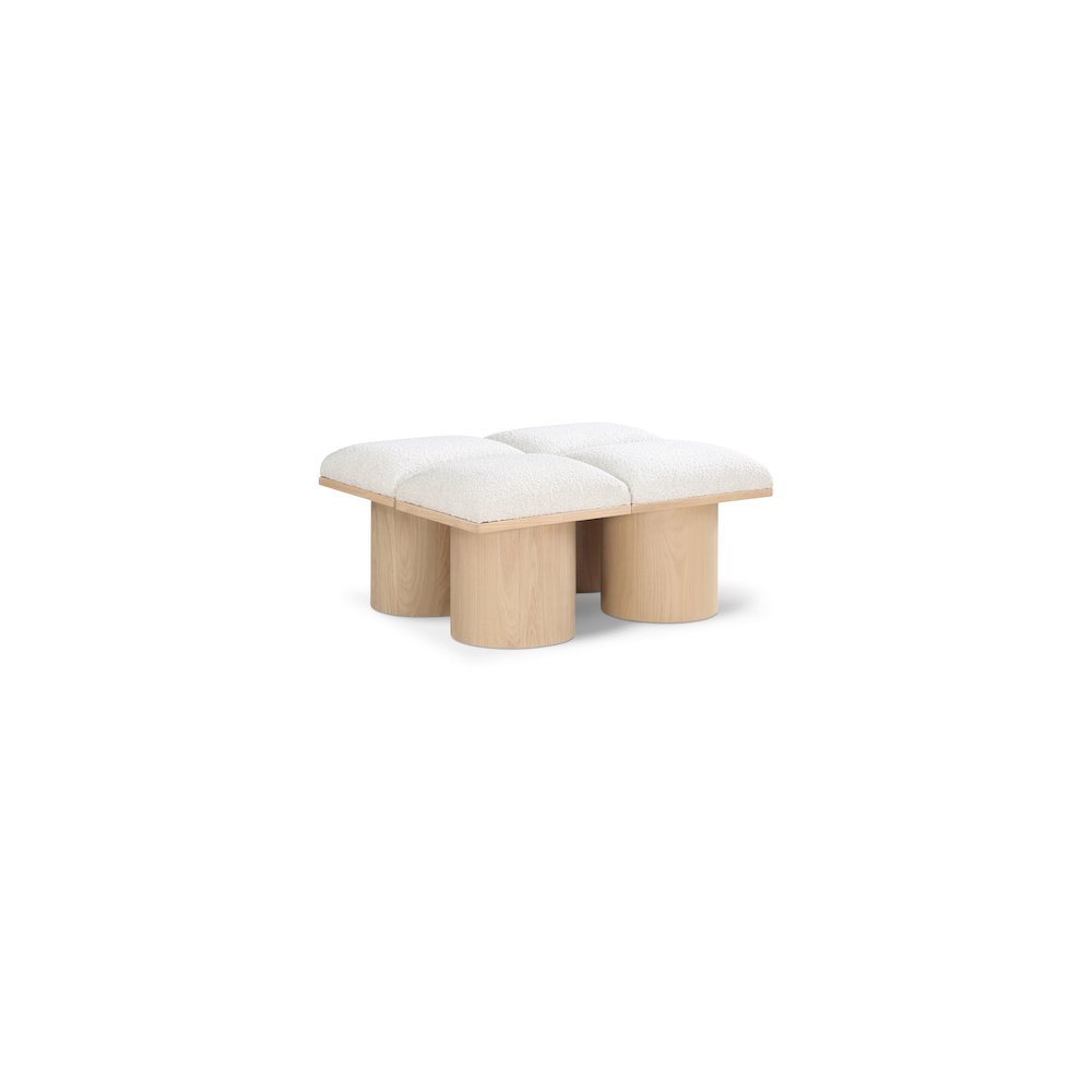 Pavilion Cream Boucle Fabric Bench. Picture 1