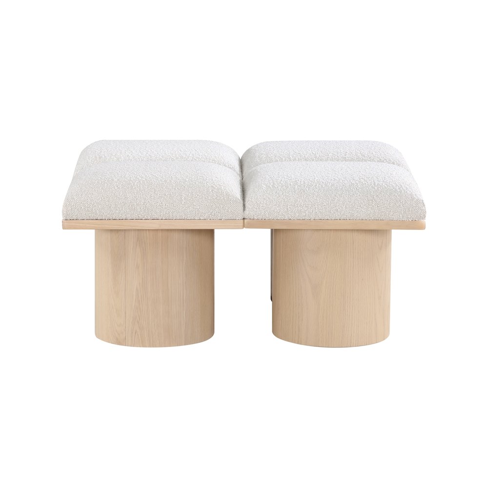 Pavilion Cream Boucle Fabric Bench. Picture 2