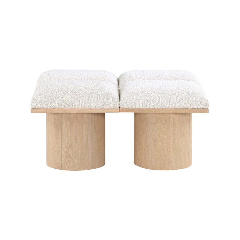 Pavilion Cream Boucle Fabric Bench. Picture 3