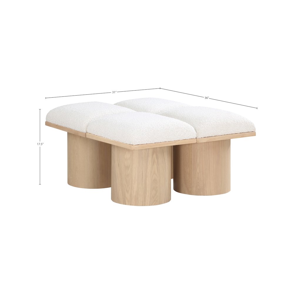 Pavilion Cream Boucle Fabric Bench. Picture 6