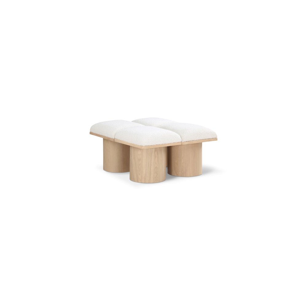 Pavilion Cream Boucle Fabric Bench. Picture 1