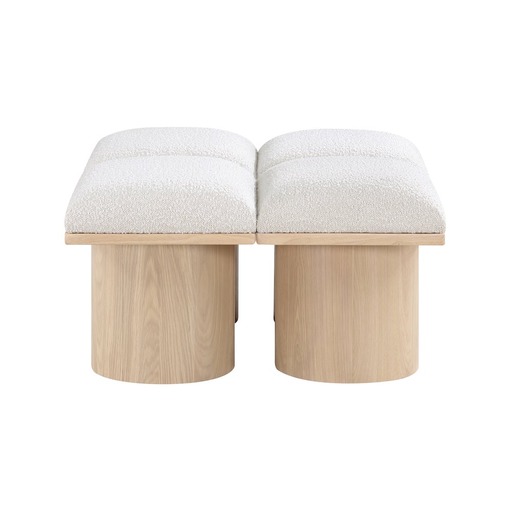 Pavilion Cream Boucle Fabric Bench. Picture 2