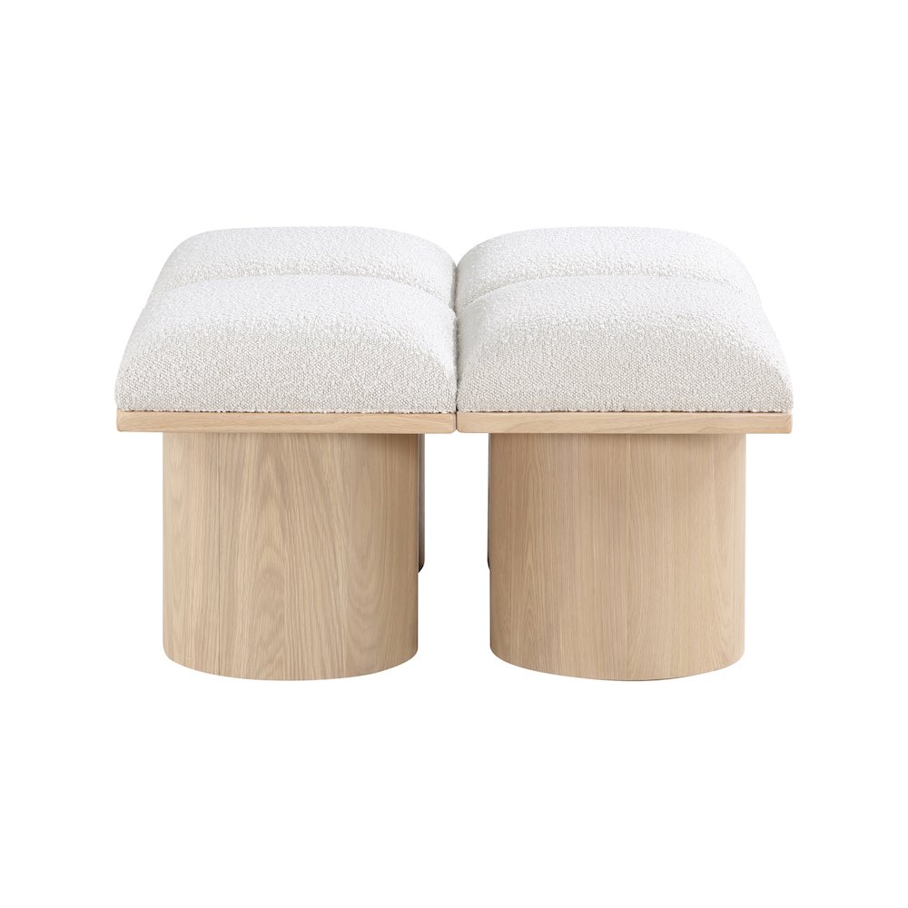 Pavilion Cream Boucle Fabric Bench. Picture 3