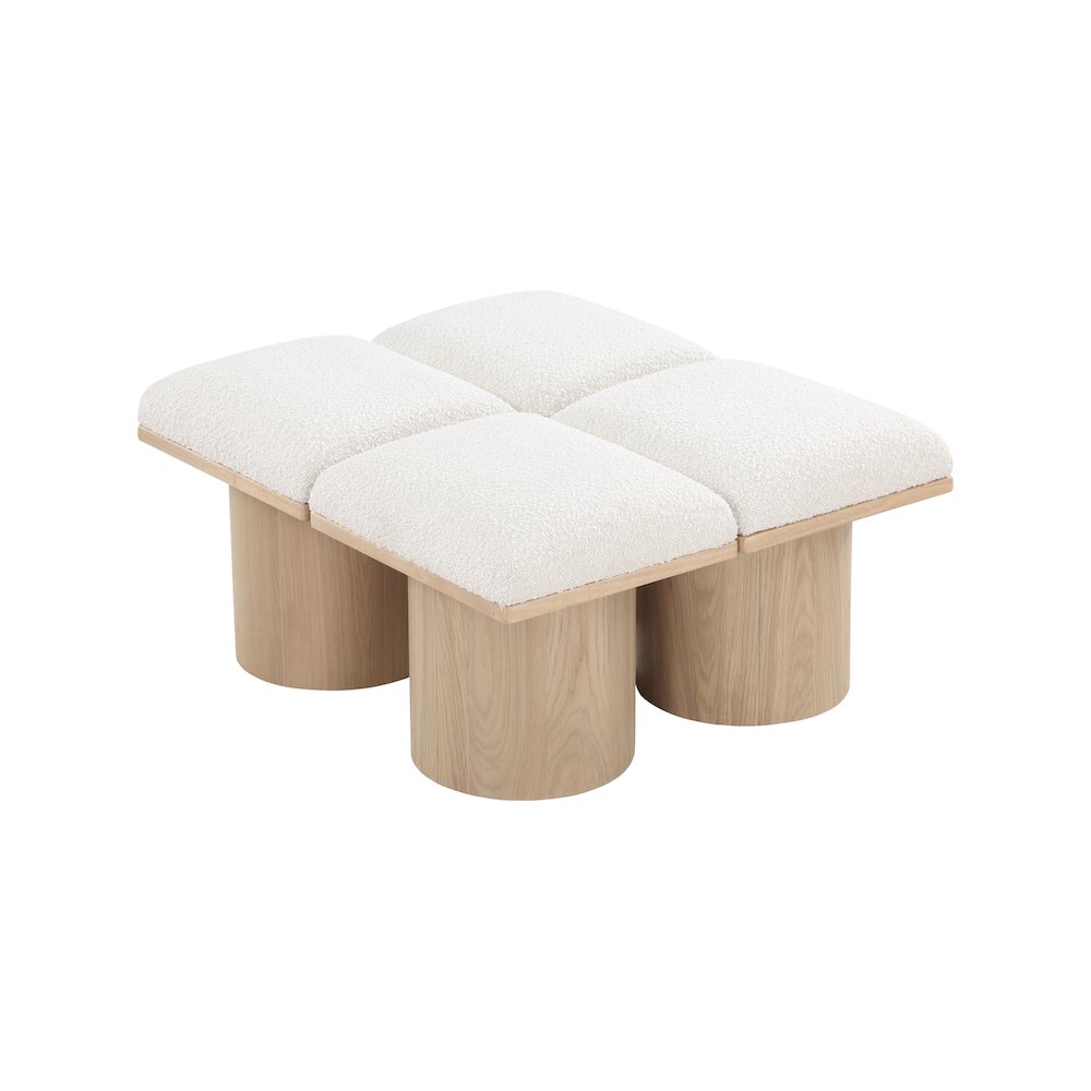 Pavilion Cream Boucle Fabric Bench. Picture 4