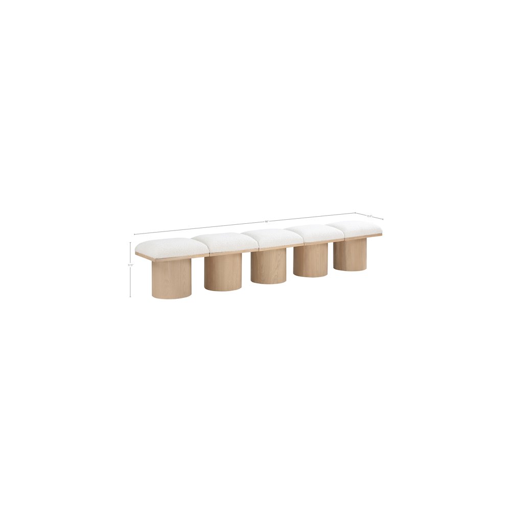 Pavilion Cream Boucle Fabric Bench. Picture 6