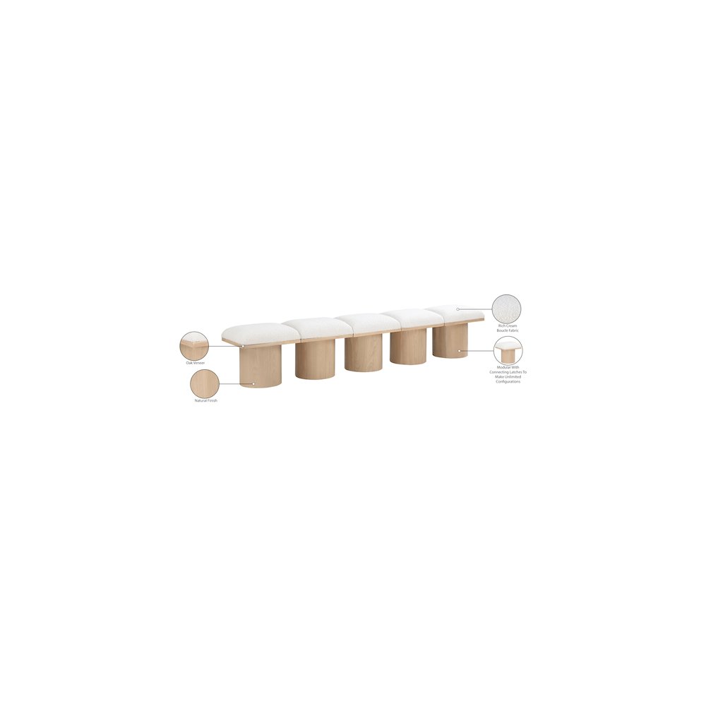 Pavilion Cream Boucle Fabric Bench. Picture 7