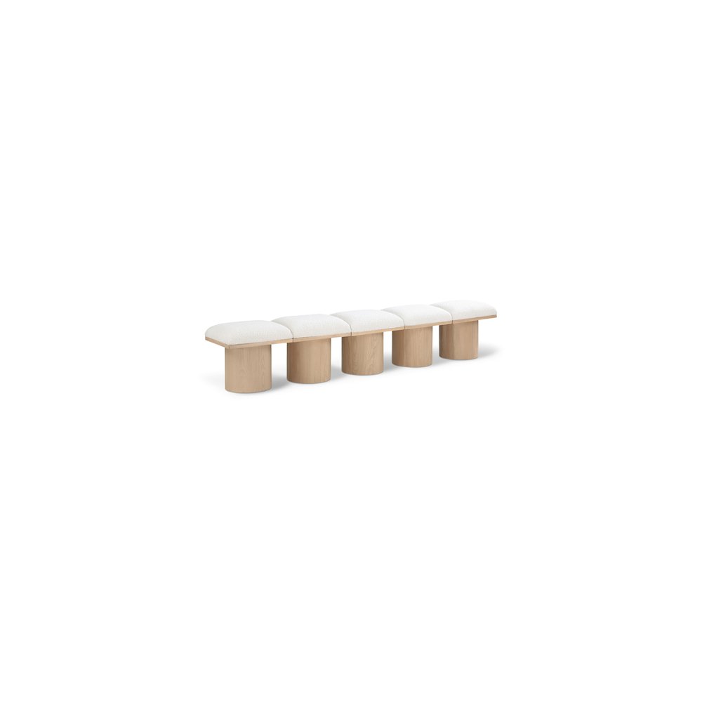 Pavilion Cream Boucle Fabric Bench. Picture 1