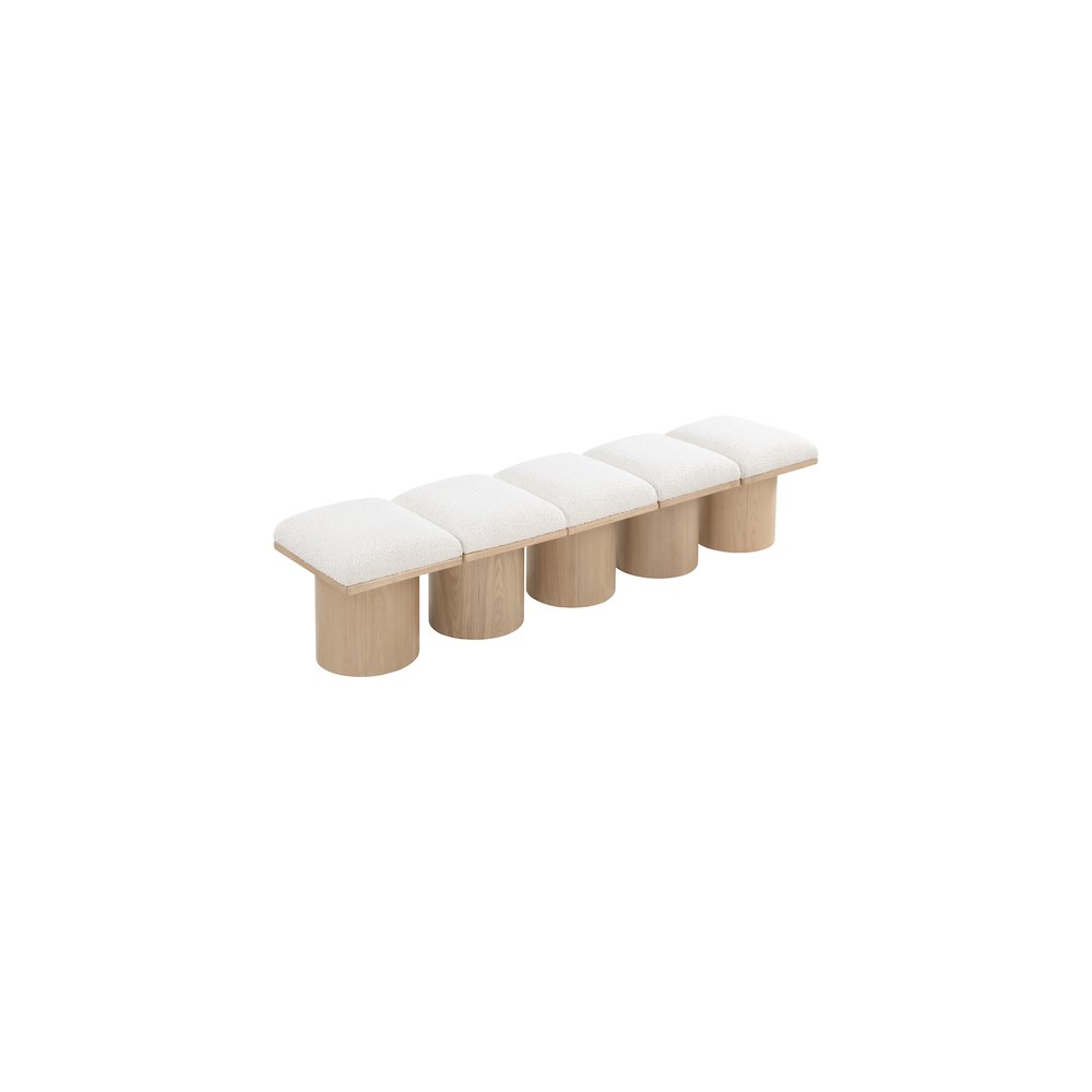 Pavilion Cream Boucle Fabric Bench. Picture 4