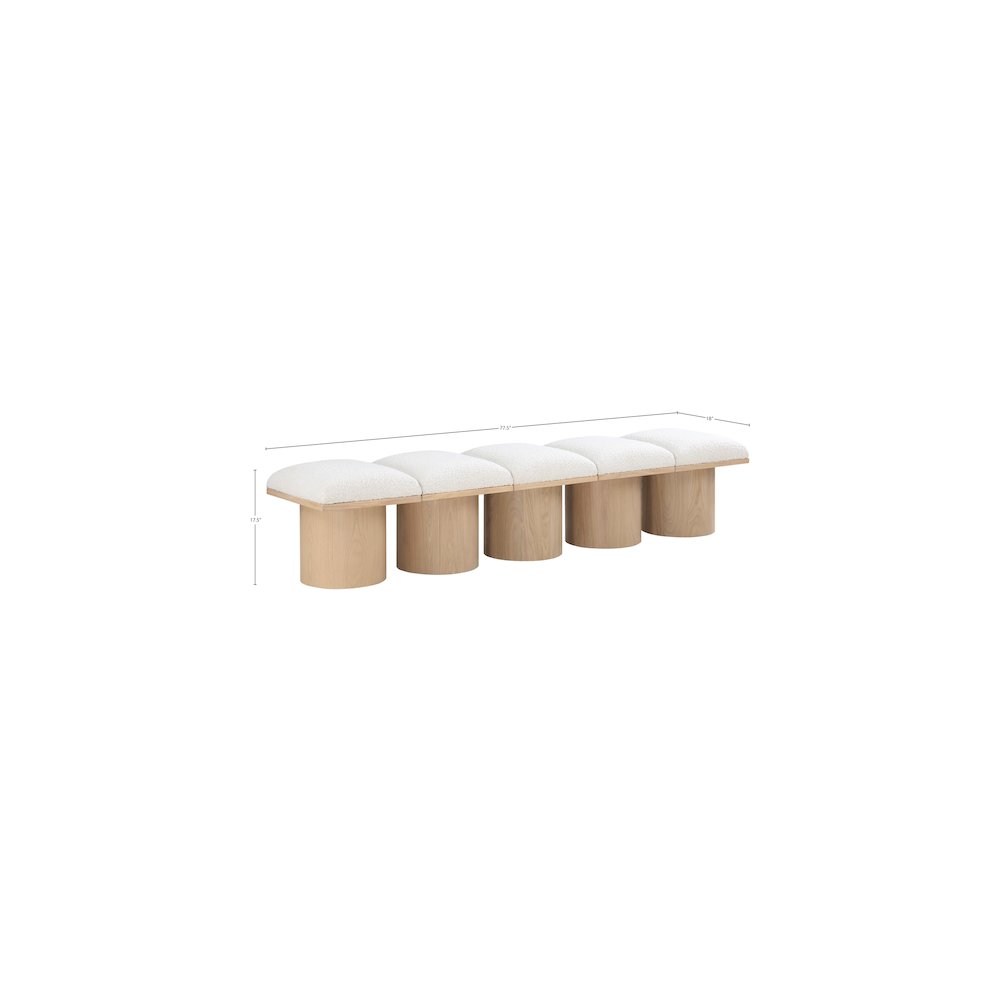 Pavilion Cream Boucle Fabric Bench. Picture 5