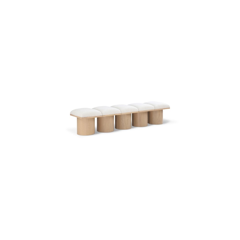 Pavilion Cream Boucle Fabric Bench. Picture 1