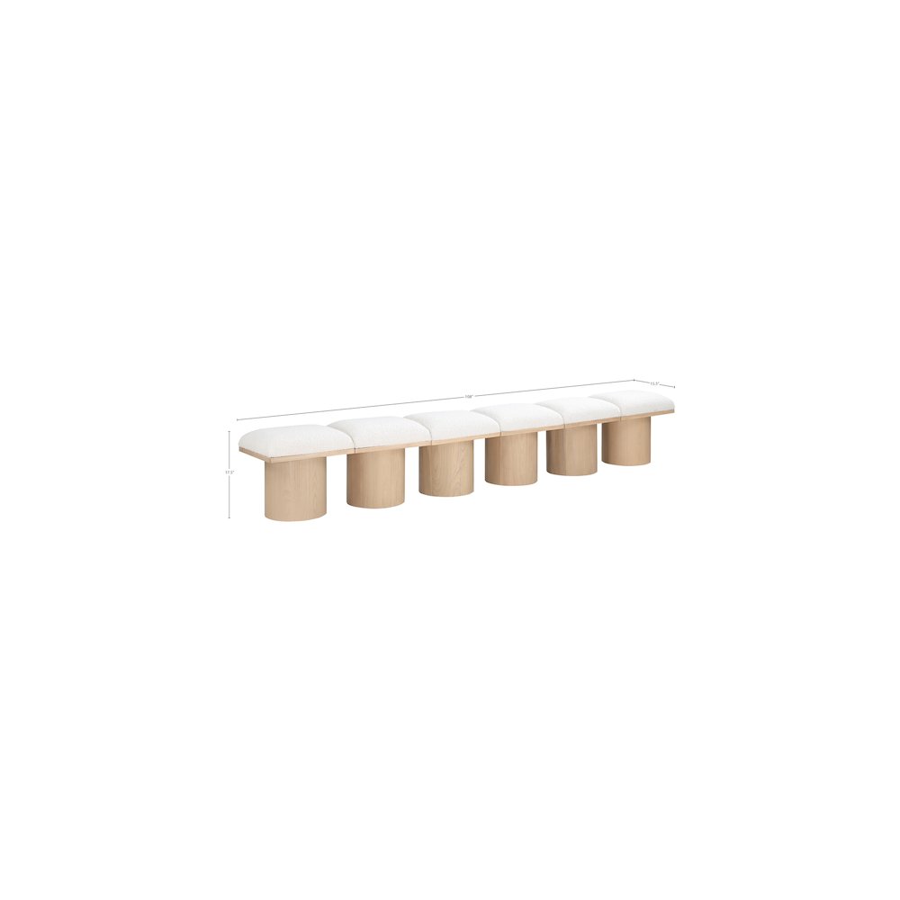 Pavilion Cream Boucle Fabric Bench. Picture 6