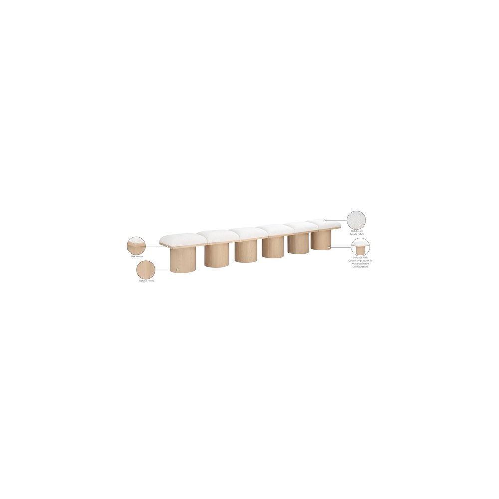 Pavilion Cream Boucle Fabric Bench. Picture 7