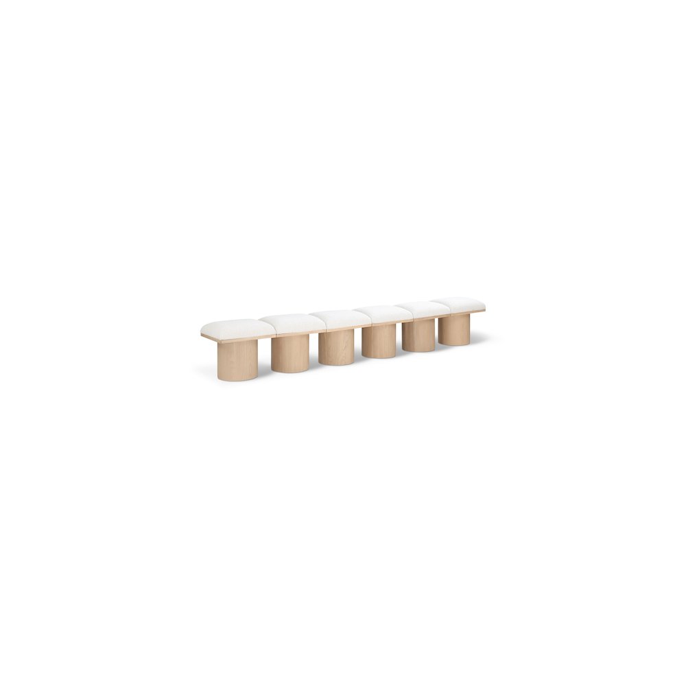 Pavilion Cream Boucle Fabric Bench. Picture 1